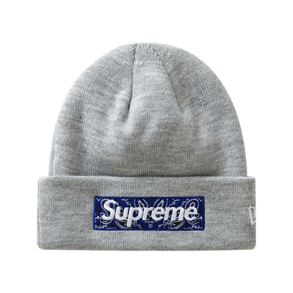 Supreme / New Era - Heather Grey Box Logo Beanie